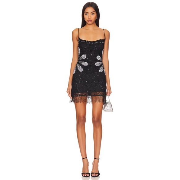 bellini sequin dress in black burst Clarabell Black Sequin Bandeau Structured Mini Dress – Club L London main image 1